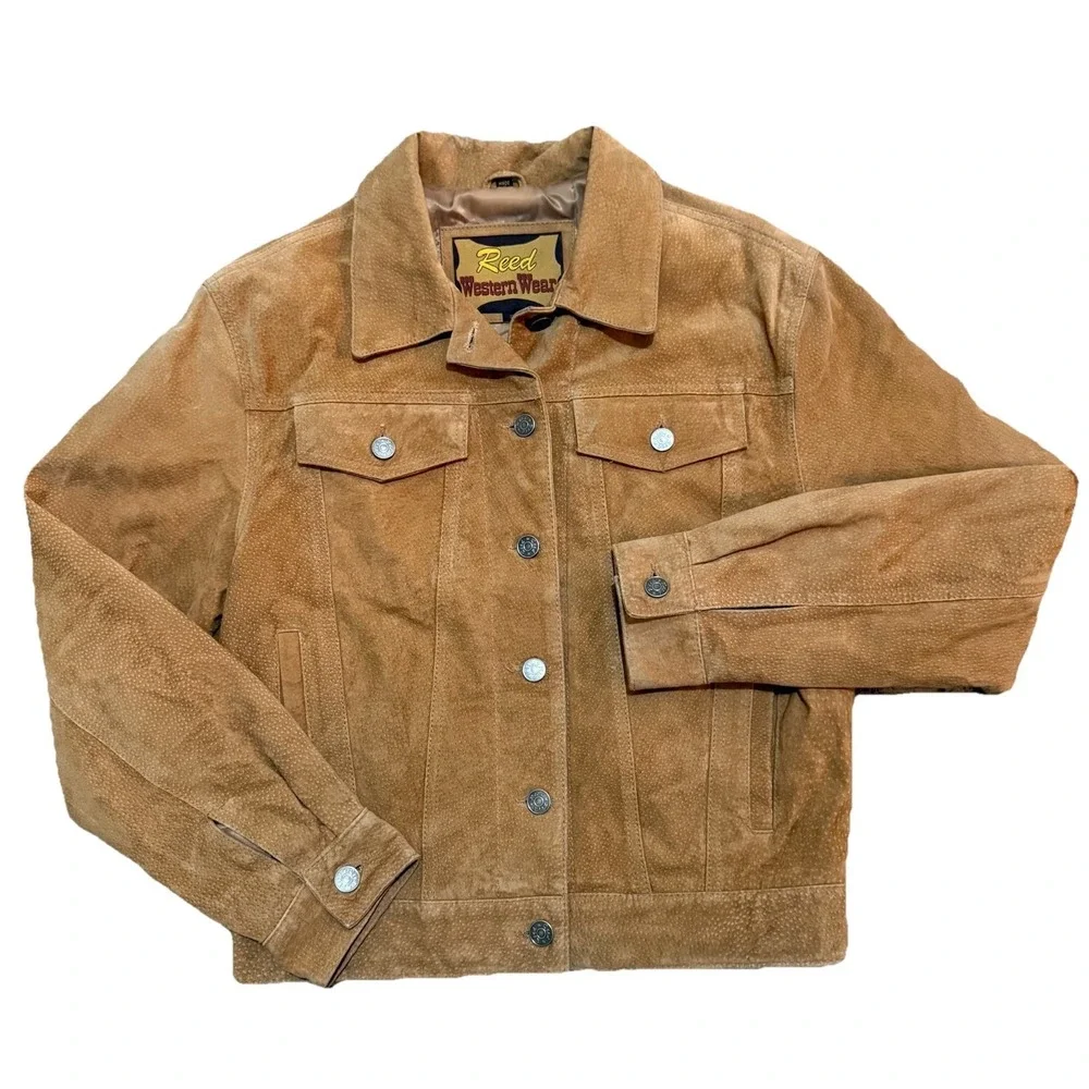 RARE VTG Reed Western Wear Women's‎ S Rockabilly Suede Leather Jacket Rodeo